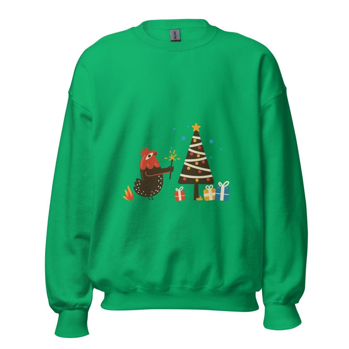 Chicken Christmas Graphic Sweatshirt - Irish Green - S - ArtyKoala
