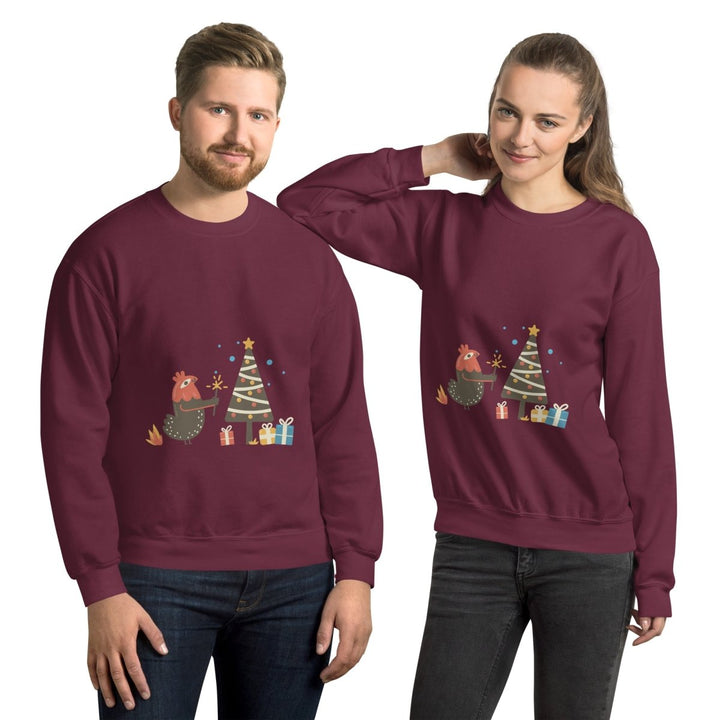 Chicken Christmas Graphic Sweatshirt - White - S - ArtyKoala