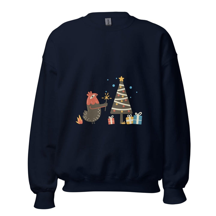 Chicken Christmas Graphic Sweatshirt - Navy - S - ArtyKoala
