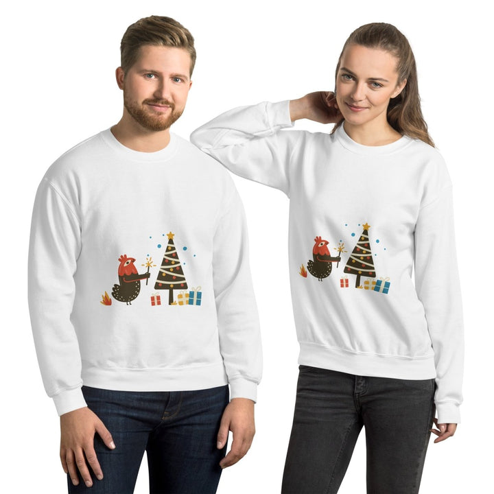 Chicken Christmas Graphic Sweatshirt - White - S - ArtyKoala