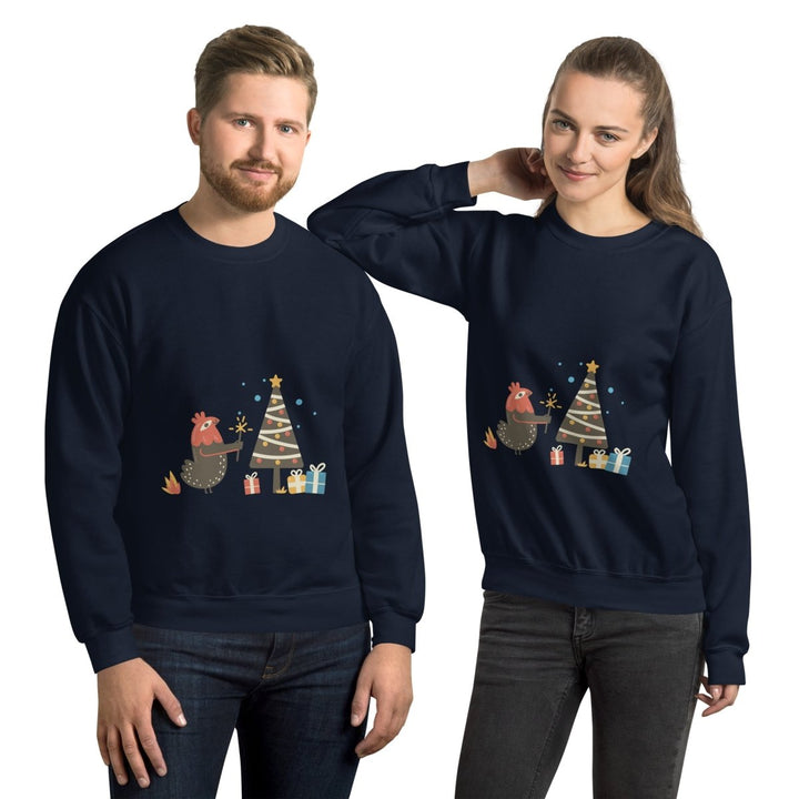 Chicken Christmas Graphic Sweatshirt - White - S - ArtyKoala