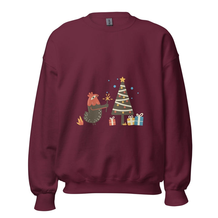Chicken Christmas Graphic Sweatshirt - Maroon - S - ArtyKoala