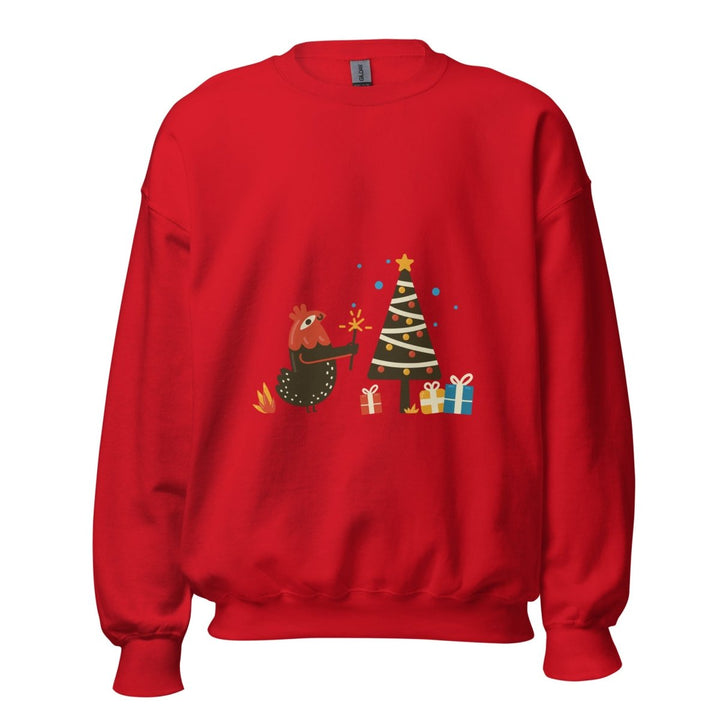 Chicken Christmas Graphic Sweatshirt - Red - S - ArtyKoala