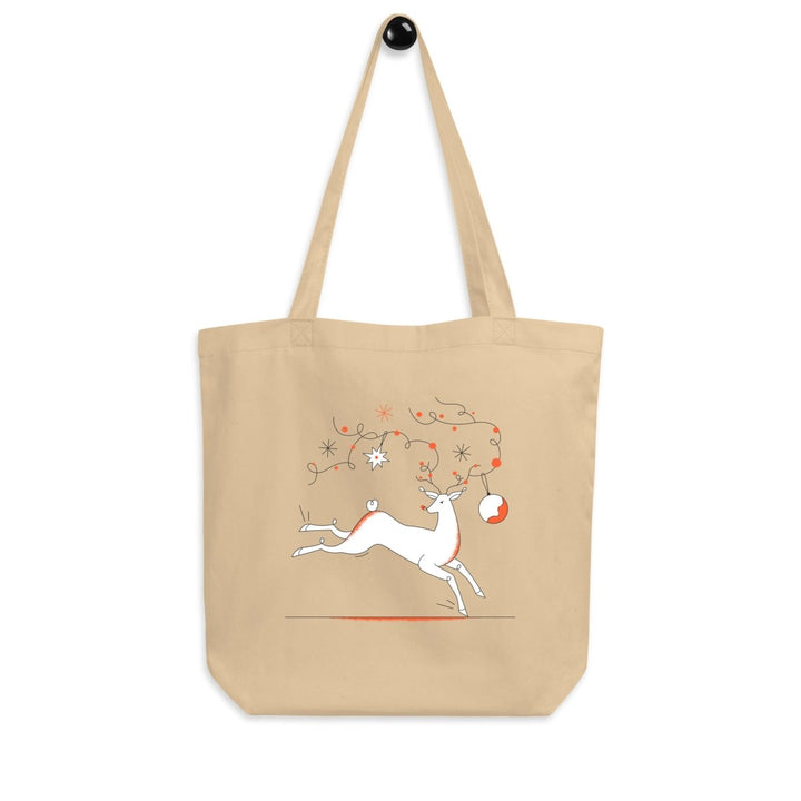 Christmas Deer Eco Custom Tote Bag - Oyster - ArtyKoala