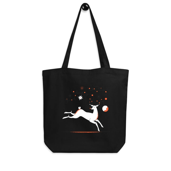 Christmas Deer Eco Custom Tote Bag - Black - ArtyKoala