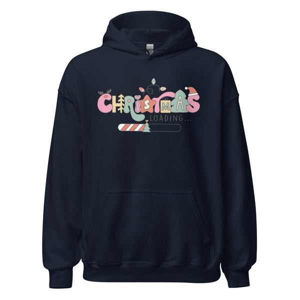 Christmas Loading Graphic Hoodie - Navy - S - ArtyKoala