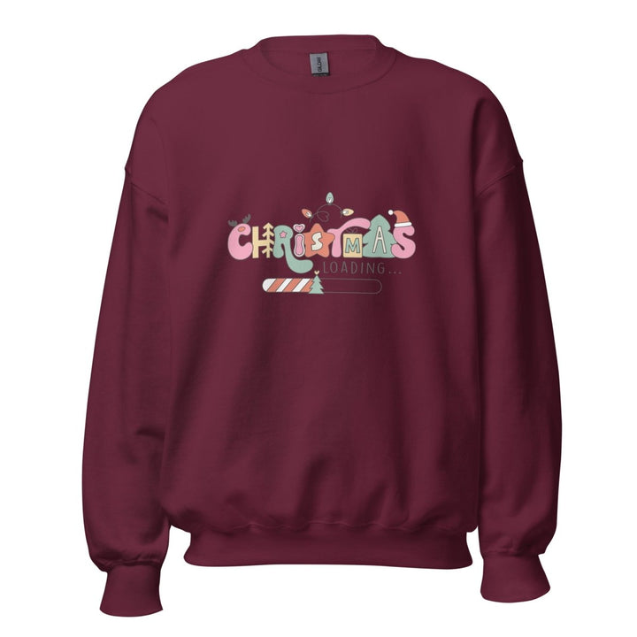 Christmas Loading Graphic Sweatshirt - Maroon - S - ArtyKoala
