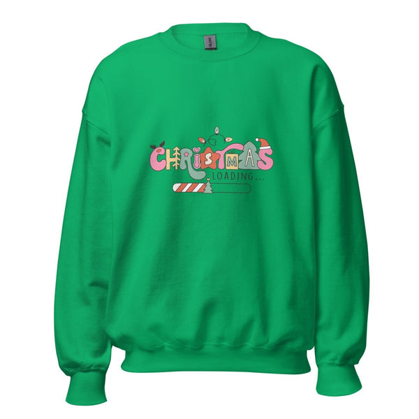 Christmas Loading Graphic Sweatshirt - Irish Green - S - ArtyKoala