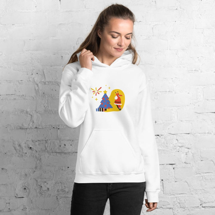 Christmas Themed Graphic Hoodie - White - S - ArtyKoala