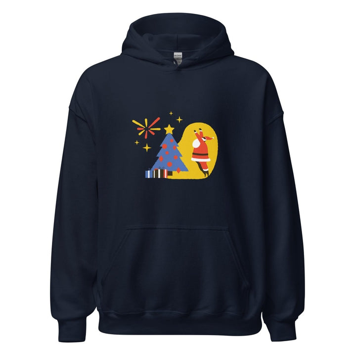 Christmas Themed Graphic Hoodie - Navy - S - ArtyKoala