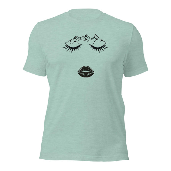 Closed eye Woman Man T-Shirt - Heather Prism Dusty Blue / S - ArtyKoala