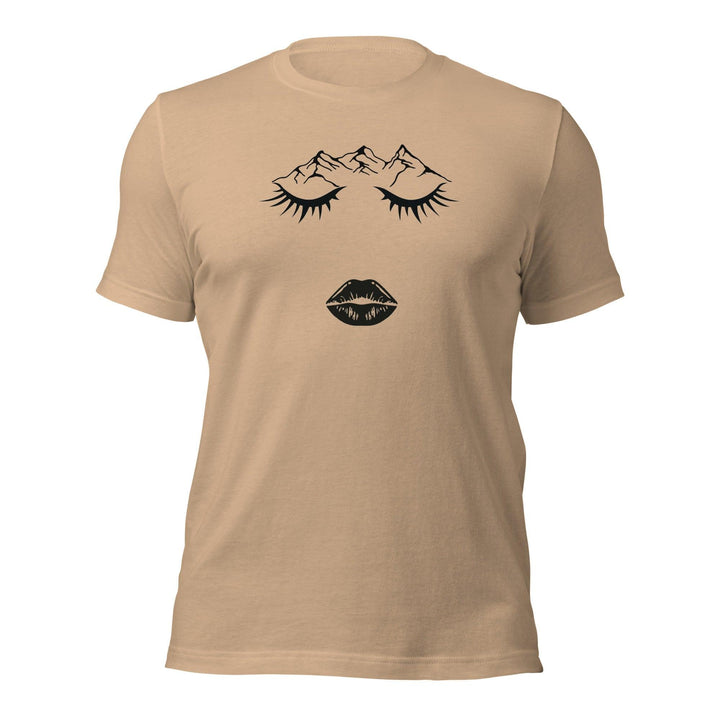 Closed eye Woman Man T-Shirt - Tan / S - ArtyKoala