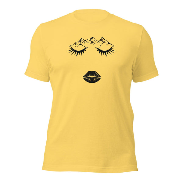 Closed eye Woman T-Shirt - Yellow / S - ArtyKoala