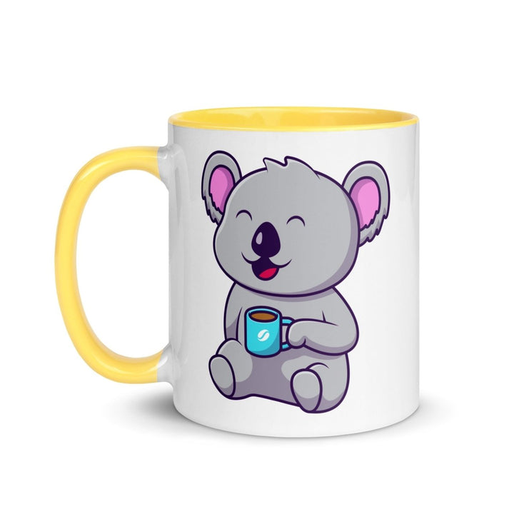 Coffee Drinking Koala Colorful Print Mug - Black - 11 oz - ArtyKoala