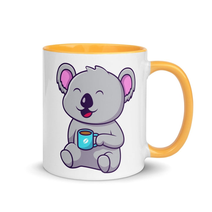Coffee Drinking Koala Colorful Print Mug - Golden Yellow - 11 oz - ArtyKoala