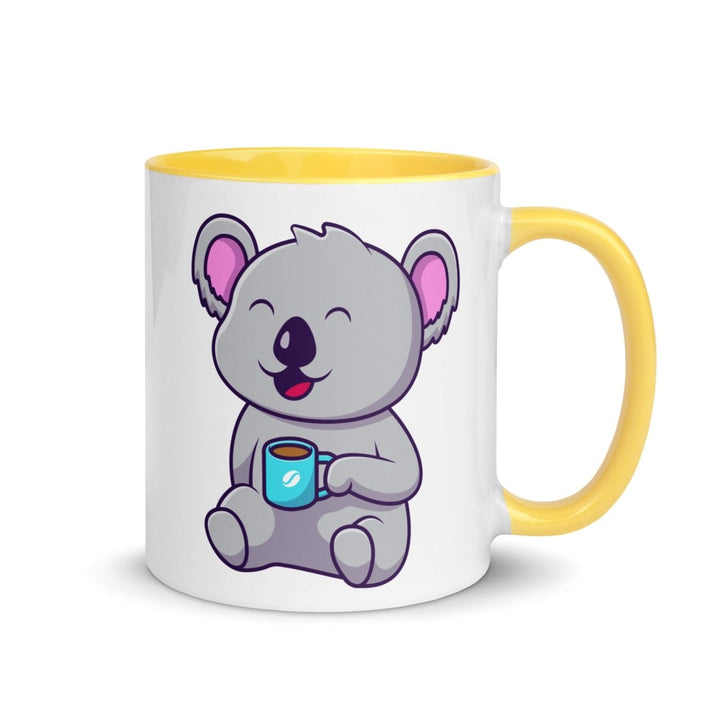 Coffee Drinking Koala Colorful Print Mug - Yellow - 11 oz - ArtyKoala