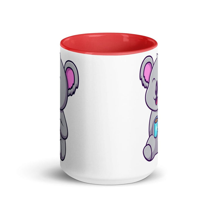 Coffee Drinking Koala Colorful Print Mug - Red - 15 oz - ArtyKoala