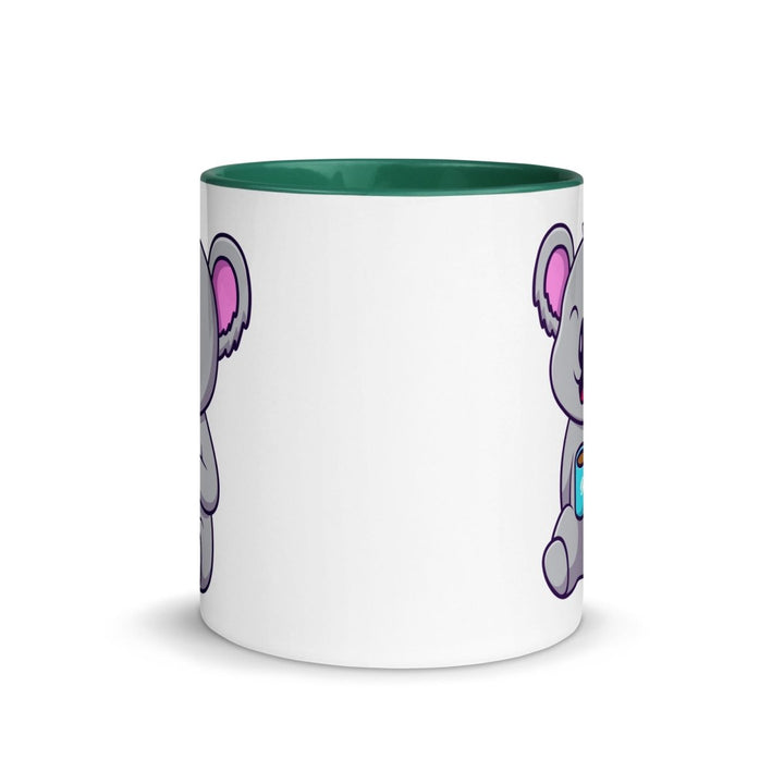 Coffee Drinking Koala Colorful Print Mug - Dark green - 11 oz - ArtyKoala