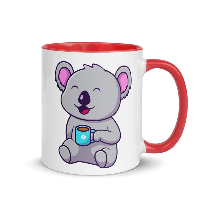 Coffee Drinking Koala Colorful Print Mug - Red - 11 oz - ArtyKoala