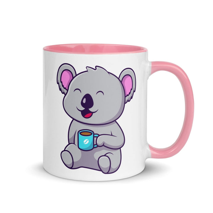 Coffee Drinking Koala Colorful Print Mug - Pink - 11 oz - ArtyKoala