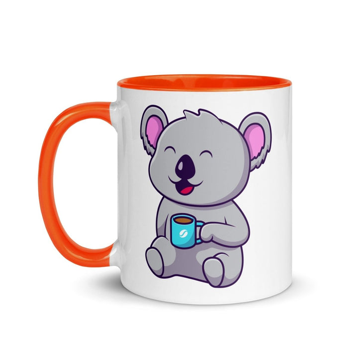 Coffee Drinking Koala Colorful Print Mug - Orange - 11 oz - ArtyKoala