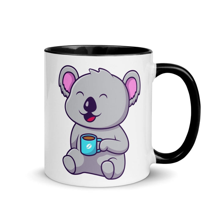 Coffee Drinking Koala Colorful Print Mug - Black - 11 oz - ArtyKoala