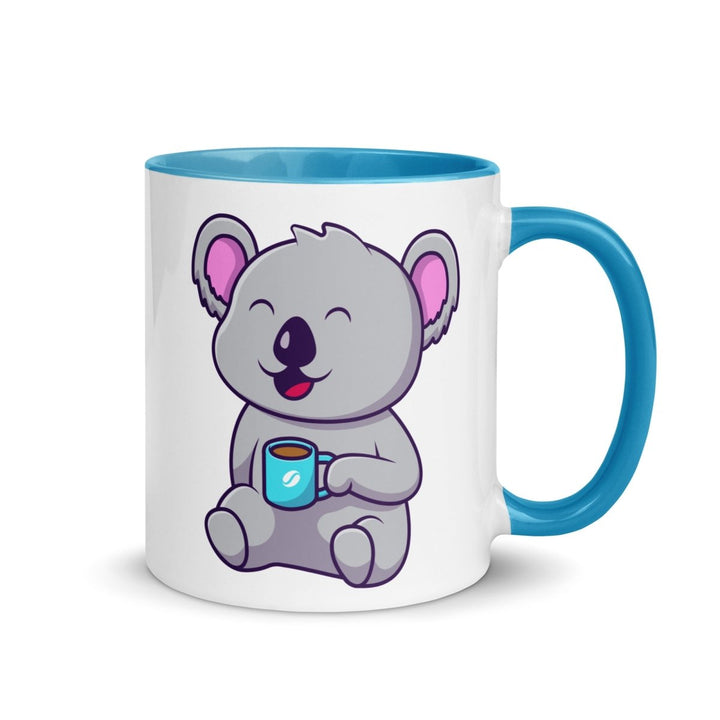 Coffee Drinking Koala Colorful Print Mug - Blue - 11 oz - ArtyKoala