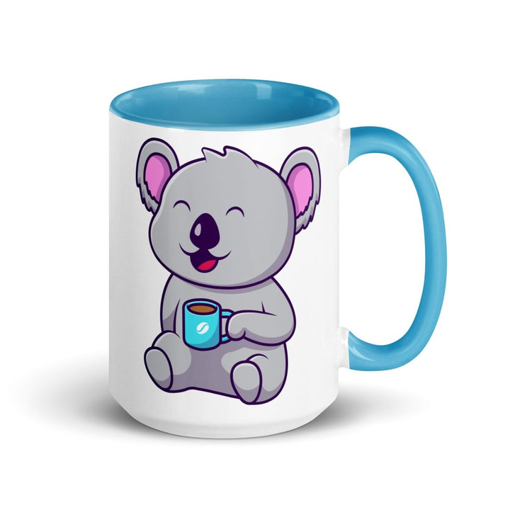 Coffee Drinking Koala Mug with Color Inside - Blue / 15 oz - ArtyKoala