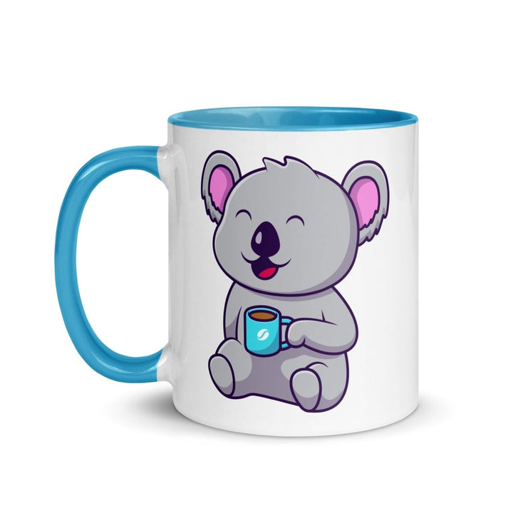 Coffee Drinking Koala Colorful Print Mug - Blue - 11 oz - ArtyKoala