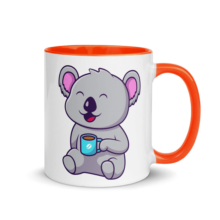 Coffee Drinking Koala Mug with Color Inside - Orange / 11 oz - ArtyKoala