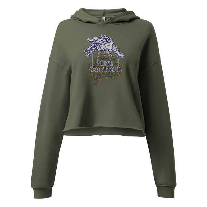 Control Your Mind Crop Hoodie - Military Green - S - ArtyKoala