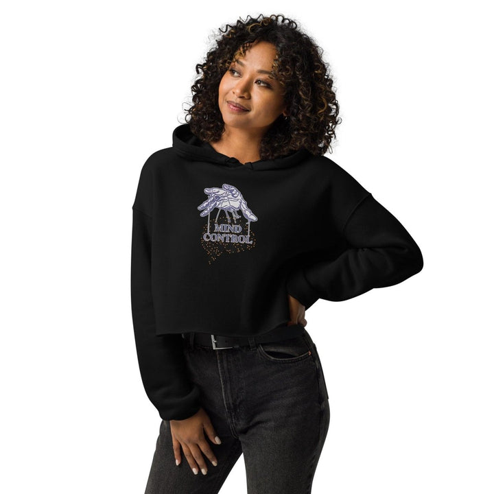 Control Your Mind Crop Hoodie - Black - S - ArtyKoala