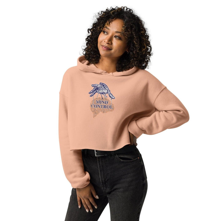 Control Your Mind Crop Hoodie - Peach - S - ArtyKoala