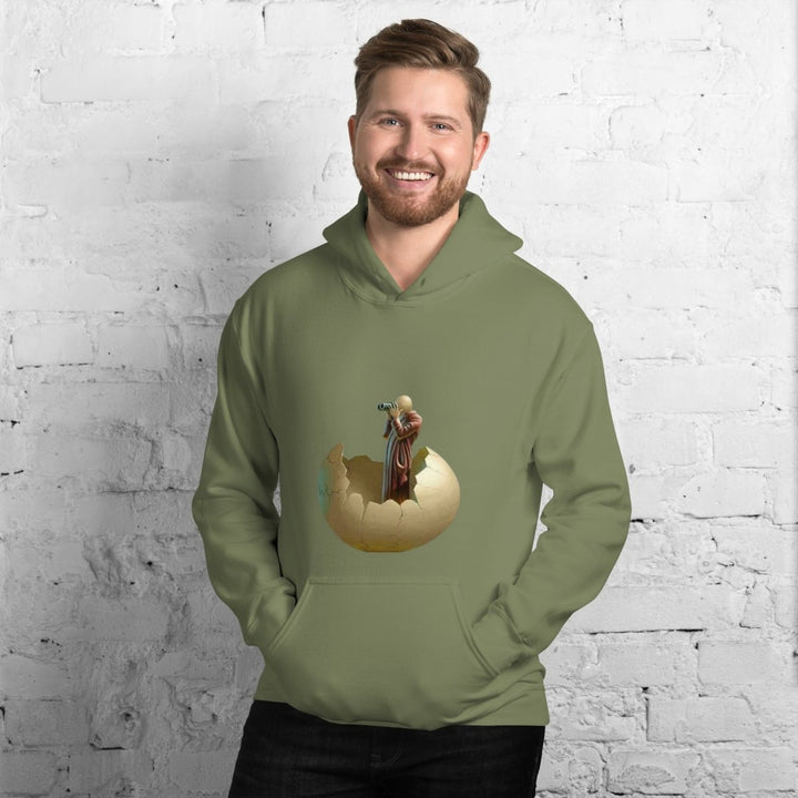 Cracked Egg Graphic Hoodie - Military Green - S - ArtyKoala