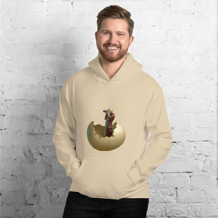 Cracked Egg Graphic Hoodie - Sand - S - ArtyKoala