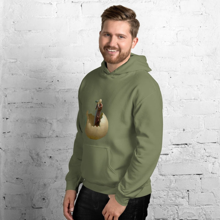 Cracked Egg Graphic Hoodie - Military Green - S - ArtyKoala