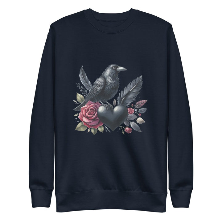 Crow Heart Rose Graphic Sweatshirt - Navy Blazer - S - ArtyKoala