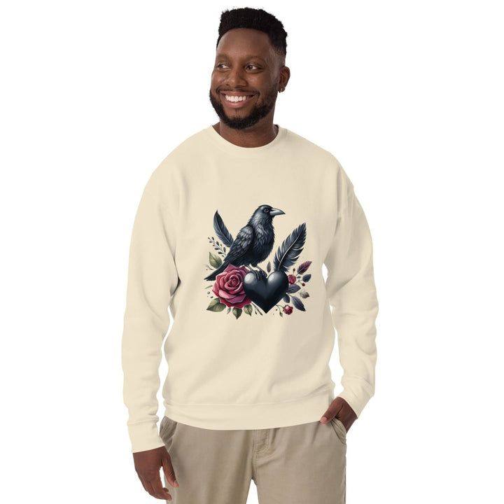 Crow Heart Rose Graphic Sweatshirt - Bone - S - ArtyKoala