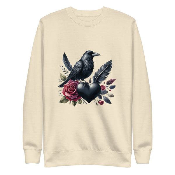 Crow Heart Rose Graphic Sweatshirt - Bone - S - ArtyKoala