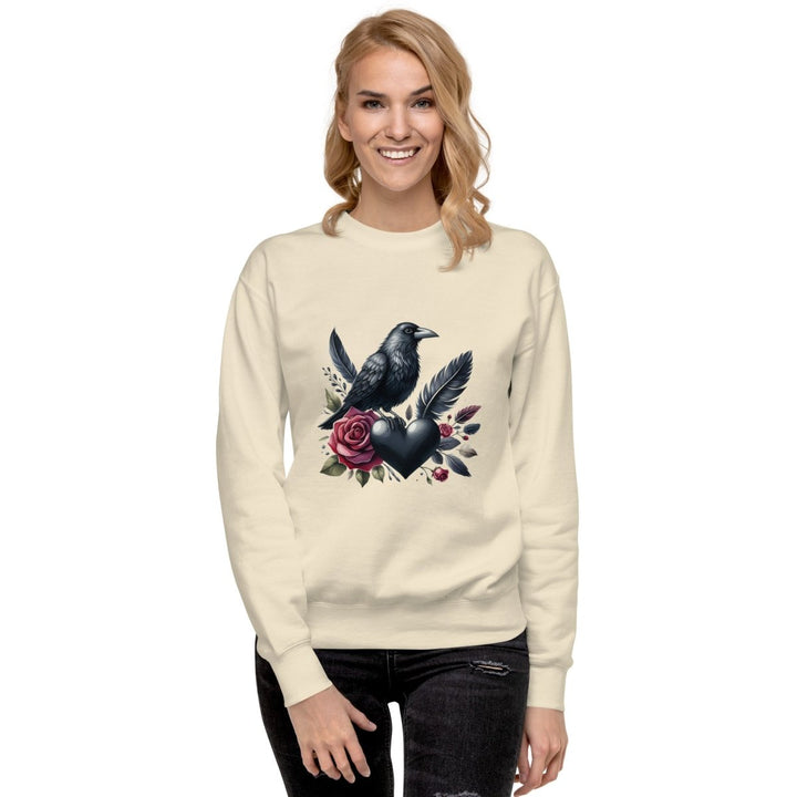 Crow Heart Rose Graphic Sweatshirt - Bone - S - ArtyKoala