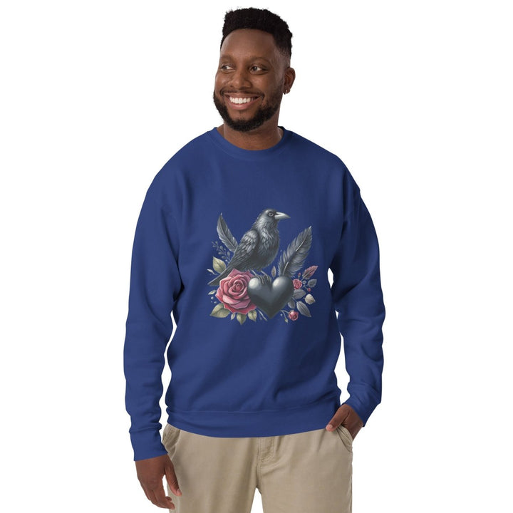 Crow Heart Rose Graphic Sweatshirt - Forest Green - S - ArtyKoala