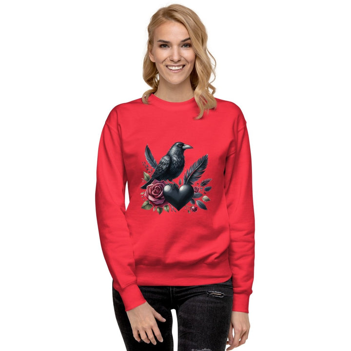 Crow Heart Rose Graphic Sweatshirt - Team Red - S - ArtyKoala