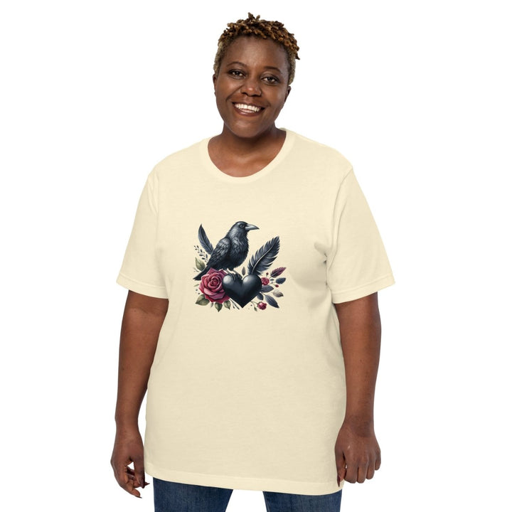 Crow Heart Rose Valentine Graphic Tee - Natural - XS - ArtyKoala
