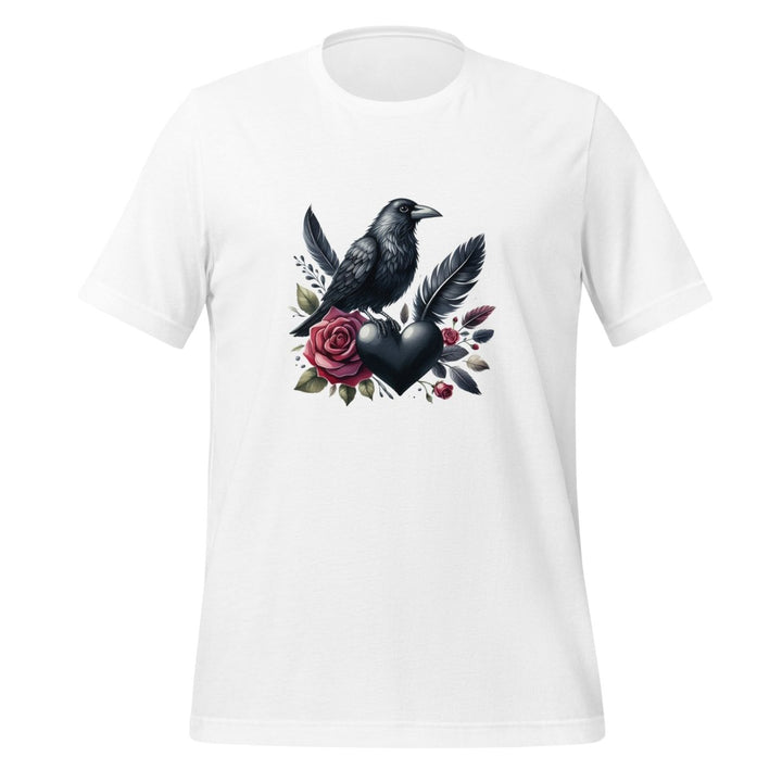 Crow Heart Rose Valentine Graphic Tee - White - XS - ArtyKoala