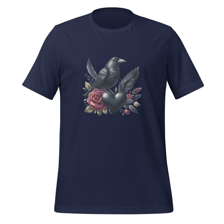 Crow Heart Rose Valentine Graphic Tee - Navy - XS - ArtyKoala
