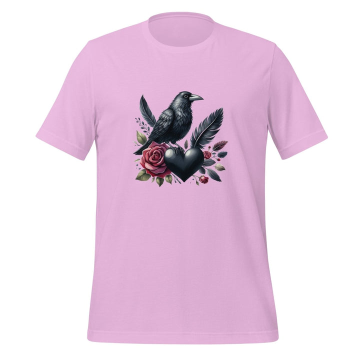 Crow Heart Rose Valentine Graphic Tee - Lilac - S - ArtyKoala
