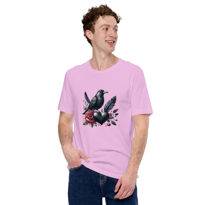 Crow Heart Rose Valentine Graphic Tee - Lilac - S - ArtyKoala