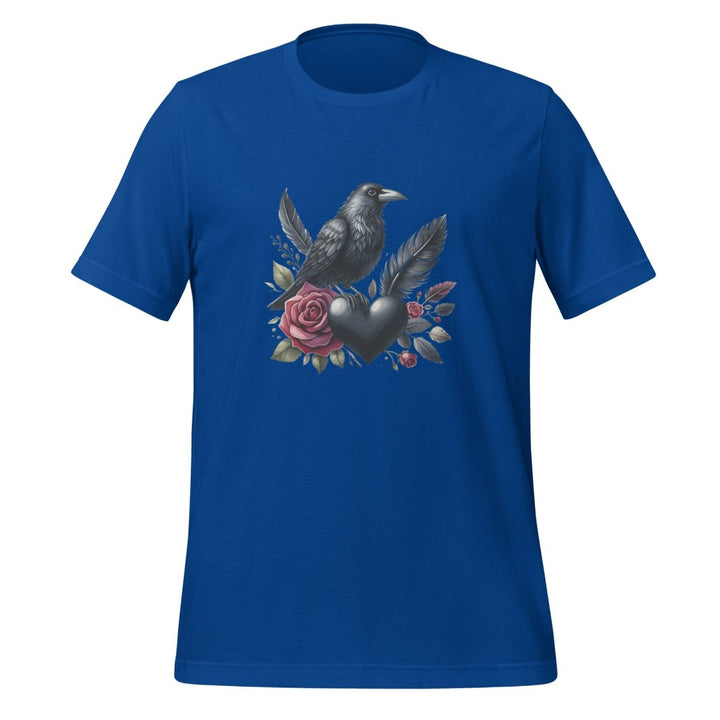 Crow Heart Rose Valentine Graphic Tee - True Royal - S - ArtyKoala