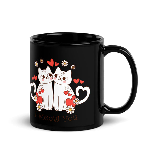 Cute Cat Black Glossy Mug - ArtyKoala