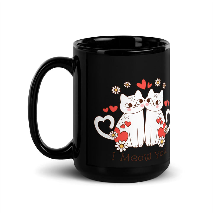 Cute Cat Black Glossy Mug - 15 oz - ArtyKoala